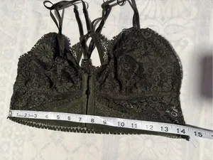 aerie joy Olive Lace Front-Closure Bralette size L NON PADDED. thumbnail 8