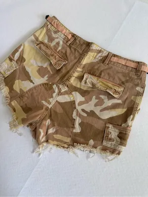 Free People Commander Cutoff Camo Raw Hem Cargo High Rise Shorts Desert Combo 12 thumbnail 10