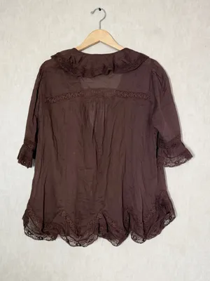 Free People Women’s Isn’t She Lovely Tunic Top Sheer Boho in Chocolate Lava M thumbnail 7