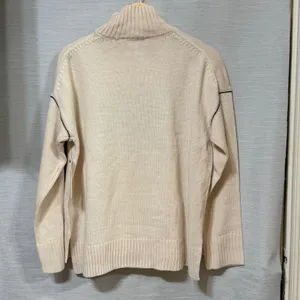 DKNY Jeans Womens Cream Mock Neck Logo Pullover Sweater Size Small thumbnail 5
