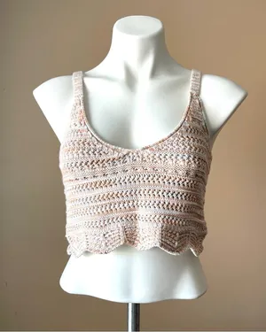 OLIVACEOUS | Multicolored Crochet Knit Scalloped Hem Cropped Tank Top Sz S thumbnail 1