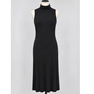 New Day Black Sleeveless Turtleneck Maxi Dress Small Modal Blend NEW Minimalism thumbnail 2