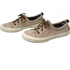SPERRY Crest Vibe Oat Beige Linen Sneaker Cowhide Leather Laces ~ Women's Size 8 thumbnail 8