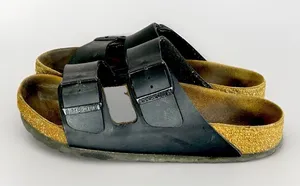 Birkenstock Arizona Sandals Women's Size 38 (US 7) Black Leather Cork Heels thumbnail 1