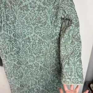 Antik Batik Cotton Velvet Quilted Paisley Print Jacket Coat Sz Small Seafoam thumbnail 12