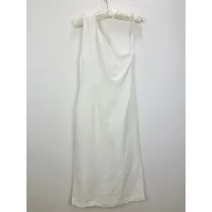 Madewell One Shoulder Midi Dress Linen Blend Lighthouse Minimalist US 4 NWT thumbnail 6