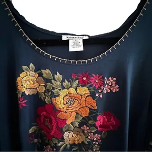 Krista Lee Cold Shoulder Sleeves Boho Embroidered Floral Dress Size Large thumbnail 11