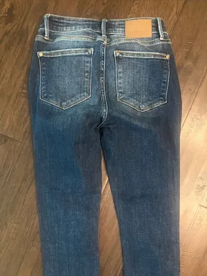Judy Blue Medium Wash High-Rise Skinny Fit Jeans 5/27 Raw Hem EUC thumbnail 5