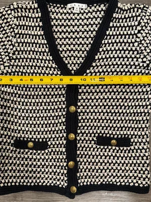Cabi Coco Women’s Cardigan Sweater Black & White Waffle Knit Button Size Medium thumbnail 5