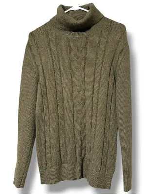 Army green large pullover sweater women’s business casual thumbnail 1