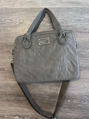 Marc Jacobs Gray Quilted Nylon Tote Bag Handbag Crossbody Gold Hardware thumbnail 1