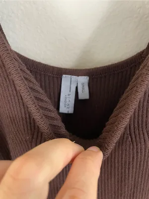 Anthropologie‎ Bl-nk Peplum Twofer Sweater Top Balloon Sleeves Brown Size Small thumbnail 4