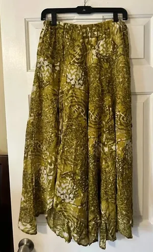 Free People boho wide leg pants, green pattern, lightweight, size XS thumbnail 1