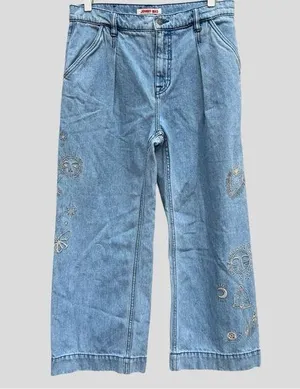 Johnny Was Noah Pleated High Rise Embroidered Trouser Jean thumbnail 1