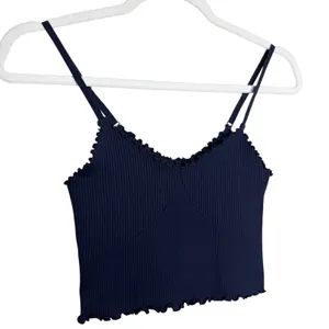 Aerie Seamless Rib Corset Bra Top Size Medium Navy Blue Lounge Crop Y2K Basic thumbnail 2