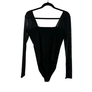 Abercrombie & Fitch Black Mesh Long Sleeve Bodysuit Size L NWT Sweetheart Neck thumbnail 5
