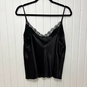 Lauren Ralph Lauren Black Silk Satin Lace Trim Camisole Top Size‎ 12 thumbnail 5