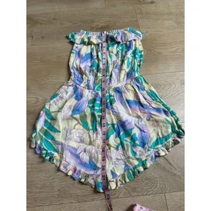 EUC Billabong strapless romper tropical floral print ruffle‎ neckline coastal XS thumbnail 5