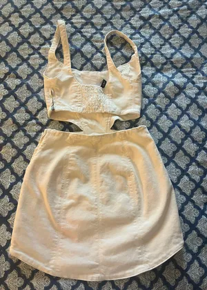ZARA White Denim Cut-Out Dress thumbnail 2