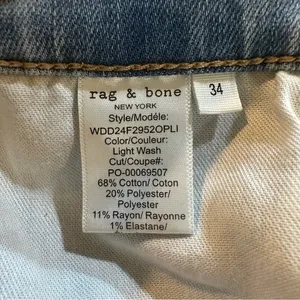rag & bone Women's Serena High Rise Wide Leg Raw Hem Denim Jeans Size 34‎ thumbnail 13