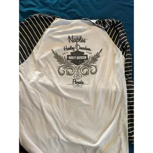 Women's Harley-Davidson Incremental Delusions Striped Shirt Top S Lawless HD FL thumbnail 7