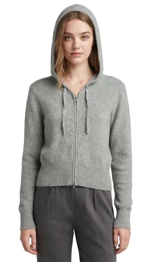 Ultra Flirt M Gray Cropped Zip Up Hoodie Hooded Sweater Cozy Knit NWT S/M thumbnail 1