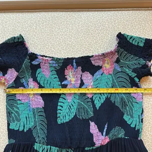 Lulus Smocked Navy Pink Green Floral Tropical Maxi Dress with Pockets size M thumbnail 9