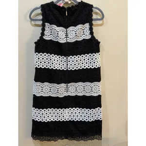 Kate Spade Floral Dot Lace Shift Dress Size‎ 2 Lace Black White thumbnail 4
