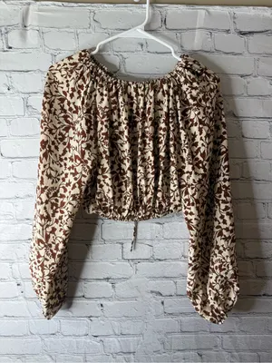 Matteau floral silk crop top size 2 Brown thumbnail 2