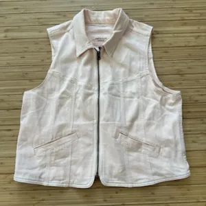 American Eagle Women's Denim Pink Jean Vest Biker Trucker Sz XL. Pre-Owned thumbnail 1