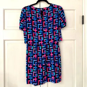 Amanda Uprichard Geometric Bright 80s Style Dress One Piece Two Piece‎ Look Silk thumbnail 3