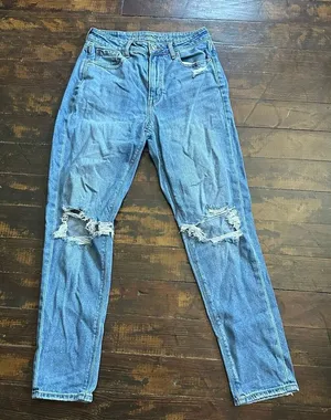 American Eagle distressed high rise 2 normcore mom jeans thumbnail 1