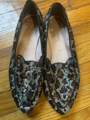 Kate Spade New York "Caty" Animal Leopard Print Sequin Flats Loafers Mobwife thumbnail 4