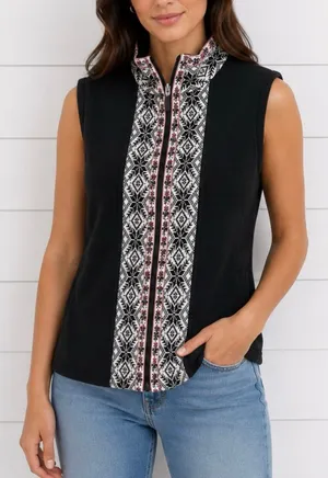 L.L. Bean vintage black Nordic fleece vest size small thumbnail 1