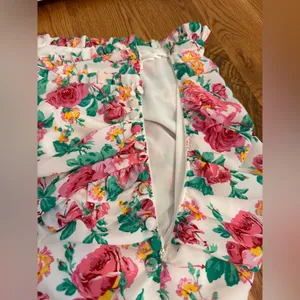 For Love & Lemons Becca Mini Skirt in Ivory With Pink Flowers size Medium thumbnail 11