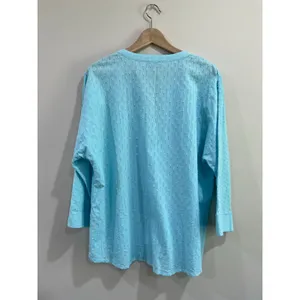 Chico's‎ Blue Textured 100% Cotton Boho Tunic Blouse Size 2 US=12/14 thumbnail 2