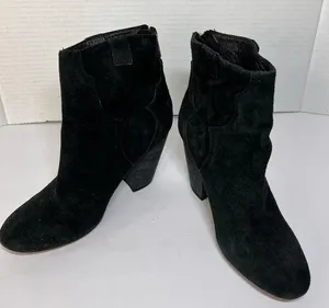 RAYE Revolve Womens Ella Black Suede Western Inspired Boot Block Heels Sz 37 thumbnail 1