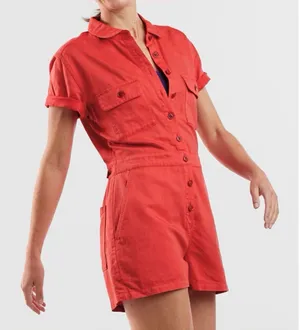 Outerknown NWT Trestles Utility Lightweight Romper Red Small thumbnail 1