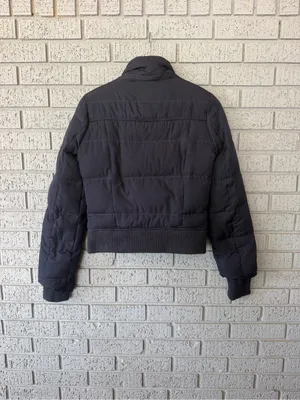 Vintage Y2K Abercrombie & Fitch Faux Fur Lined Down Puffer Jacket Navy Blue XS thumbnail 5
