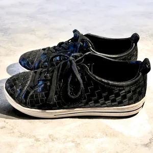 Brighton Woven Leather Sneakers Ferrara Monte Black Sz 9M Ret $235 Padded Comfy thumbnail 6