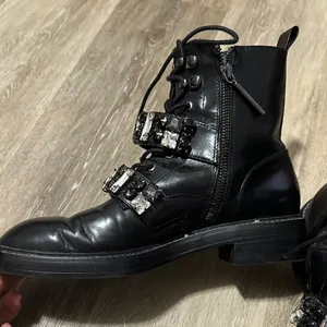 Zara Black Lace-Up Combat Boots with Crystal Straps thumbnail 5