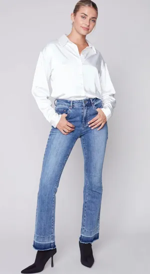 Bootcut Jeans with Contrast Cuff Blue Size 4 thumbnail 1