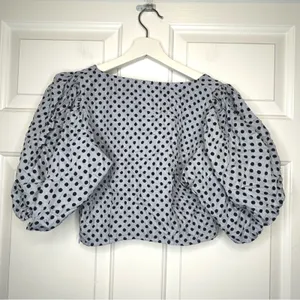 Free People Polka‎ Dot Crop Top Puff Sleeve Size 6 thumbnail 4