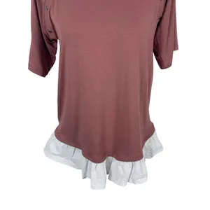 ASOS Top 2 Short Sleeve Small Pink Twofer Layered Casual Minimalist Chic thumbnail 3