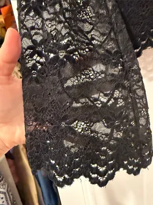 Idyllwind Russello Lace Long Bell Sleeve Top Black Lace Button-Front Shirt large thumbnail 4