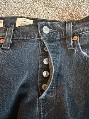 Levi’s 501 Curve Black Straight Leg Button Fly Jeans W29 L32 Faded Wash thumbnail 7