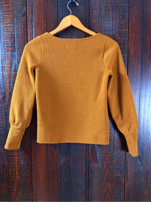 Madewell Fall Colors Square Neck Puff-Sleeve Sweater Top - XXS thumbnail 3