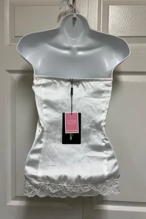 White Mesh Pearl Detailing Corset thumbnail 9