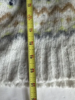 American Eagle Cozy Cream Fair Isle V-Neck hooded Sweater wool blend XL winter thumbnail 13