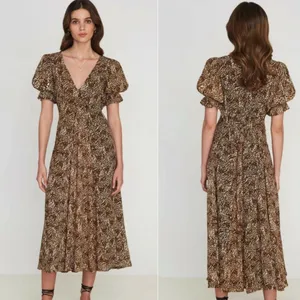 Faithfull the Brand Maggie Midi Dress in the Charlie Leopard Print thumbnail 2